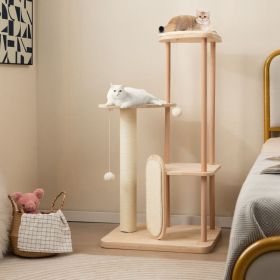 Multi-level Modern Cat Tower with Scratching Board and Post (Color: Beige)