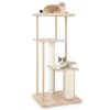 Wooden Multi-level Modern Cat Tower with Scratching Board and Post