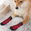 Holiday Anti-Slip Dog Socks; Waterproof Paw Protectors with Reflective Straps Traction Control for Indoor & Outdoor Wear; 4pcs
