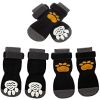Holiday Anti-Slip Dog Socks; Waterproof Paw Protectors with Reflective Straps Traction Control for Indoor & Outdoor Wear; 4pcs