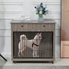 Dog Crate Furniture, Wooden Dog Crate End Table, 38.4 Inch Dog Kennel with 2 Drawers Storage, Heavy Duty Dog Crate