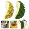 Durian Cat Self Brush, Dog Cat Self Groomer, Wall Corner Scratcher Massage Combs Durian Shape Massager Tool