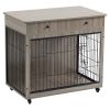 Dog Crate Furniture, Wooden Dog Crate End Table, 38.4 Inch Dog Kennel with 2 Drawers Storage, Heavy Duty Dog Crate