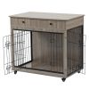 Dog Crate Furniture, Wooden Dog Crate End Table, 38.4 Inch Dog Kennel with 2 Drawers Storage, Heavy Duty Dog Crate