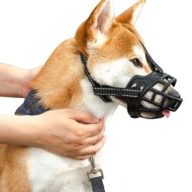 Dog Muzzle; Prevents Chewing and Biting; Basket Allows Panting and Drinking-Comfortable; Humane; Adjustable; With light reflection (Color: Reflective black, size: No.1)