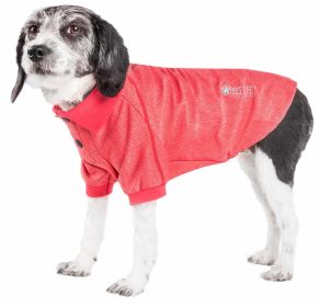 Pet Life Active Relax-Stretch Fit  Performance Comfort Fit Dog Polo T-Shirt (Color: Red, size: large)