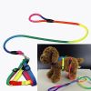 1 Set Nylon Rainbow Pet Dog Harness Leash Combination Soft Walking Harness Lead Colorful and Durable Traction Rope 120cm (42.25 inches)