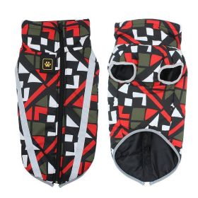 Winter windproof dog warm clothing; dog jacket; dog reflective clothes (colour: Red grid, size: S)