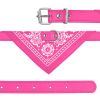 Adjustable Bandana And Leather Pet Collar Triangle Scarf Shape