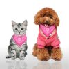 Adjustable Bandana And Leather Pet Collar Triangle Scarf Shape