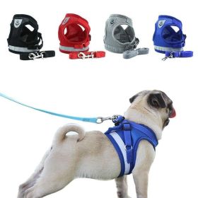 Summer Strap-style Dog Adjustable Harness Reflective Vest style for Walking Lead Polyester Mesh Harness Small to Large Dogs (Color: Blue, size: XS)