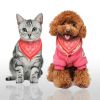 Adjustable Bandana And Leather Pet Collar Triangle Scarf Shape
