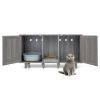 2-Door Cat Litter Box Enclosure with Winding Entry and Scratching Board