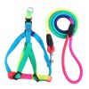 1 Set Nylon Rainbow Pet Dog Harness Leash Combination Soft Walking Harness Lead Colorful and Durable Traction Rope 120cm (42.25 inches)