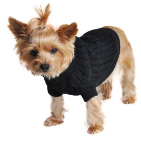 Dog Cable Knit Sweater 100% Cotton Jet Black (size: 2X-Large)