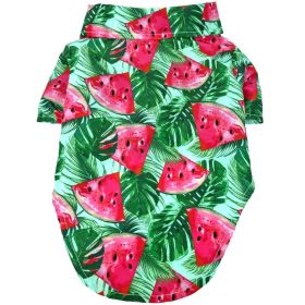 Hawaiian Camp Shirt 100 % Cotton Assorted fun Prints (Color: Juicy Watermelon, size: 2X-Large)