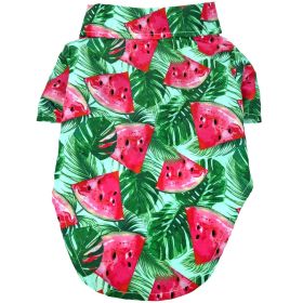 Hawaiian Camp Shirt 100 % Cotton Assorted fun Prints (Color: Juicy Watermelon, size: XX-Small)