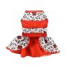 Holiday Flower Harness Dress- Poinsettia and Holly Red Bow Waistline